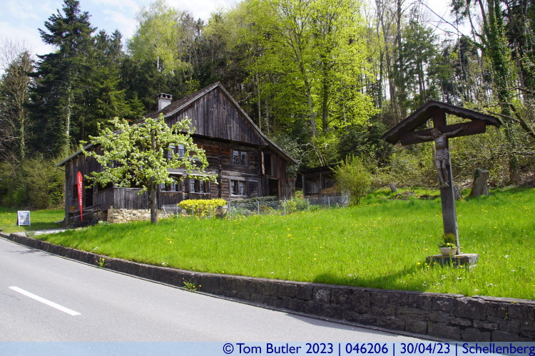 Photo ID: 046206, Buerliches Wohnmuseum and cross, Schellenberg, Liechtenstein