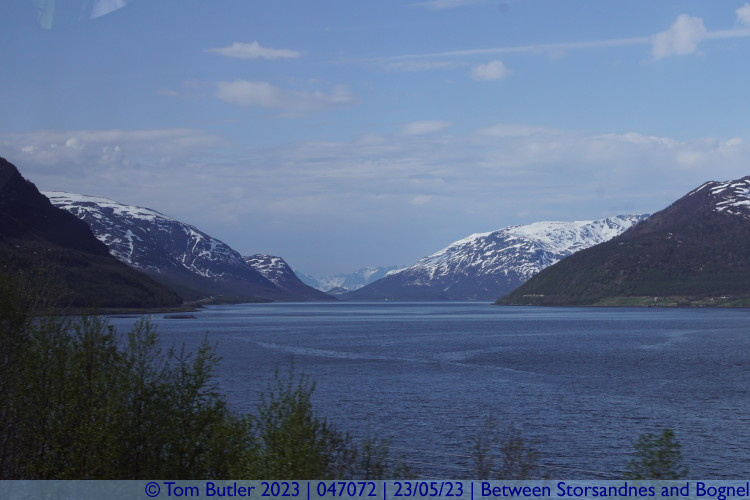 Photo ID: 047072, View down the Langfjorden, Between Storsandnes and Bognel, Norway