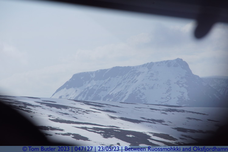Photo ID: 047127, Sharp topped mountain, Between Ruossmohkki and Oksfjordhamn, Norway