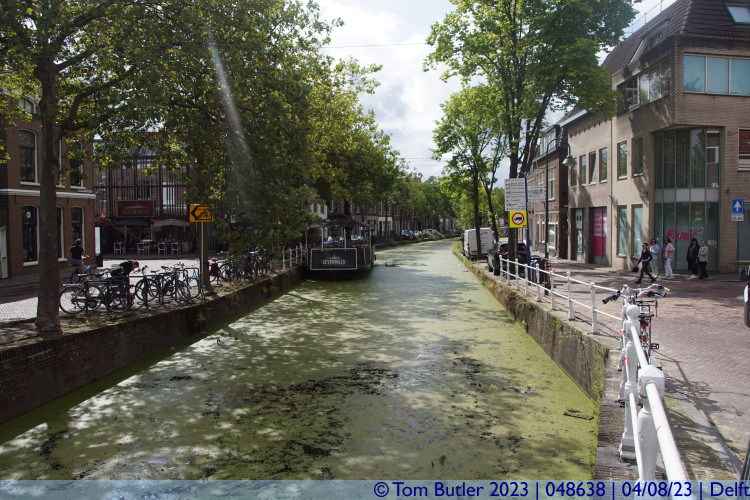 Photo ID: 048638, Looking along the Achterom Canal, Delft, Netherlands