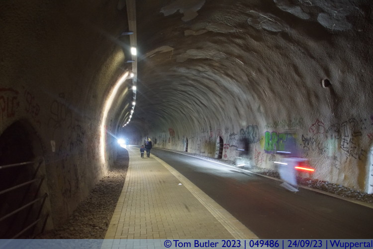 Photo ID: 049486, Cyclist speeding past inside the tunnel, Wuppertal, Germany