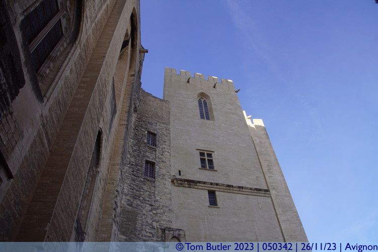 Photo ID: 050342, Looking up the towers of the Palace, Avignon, France