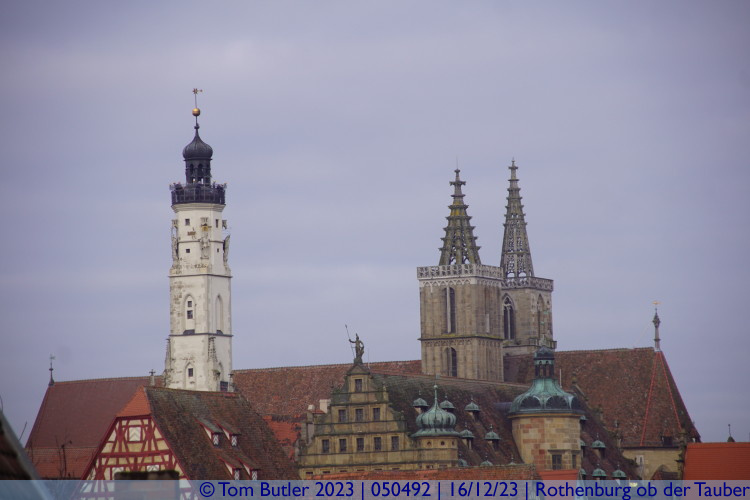 Photo ID: 050492, Towers of St.-Jakobs-Kirche and the Town Hall, Rothenburg ob der Tauber, Germany