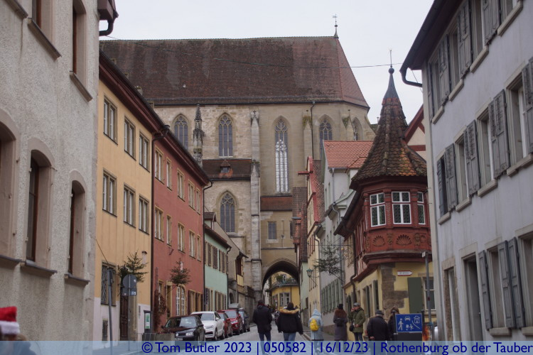 Photo ID: 050582, View up Klingengasse towards the centre, Rothenburg ob der Tauber, Germany