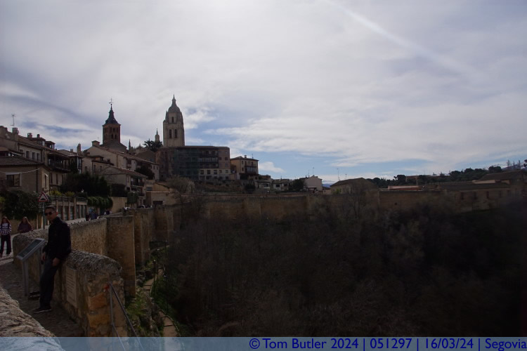 Photo ID: 051297, Looking back along the walls to the Cathedral, Segovia, Spain