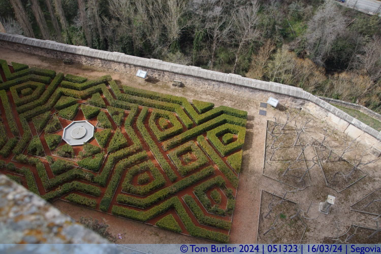 Photo ID: 051323, Looking down on the palace garden, Segovia, Spain