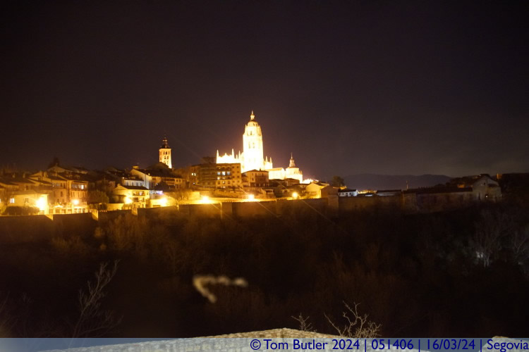 Photo ID: 051406, Cathedral from the Alczar at night, Segovia, Spain