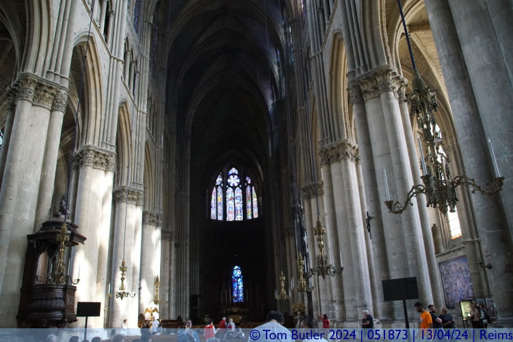 Photo ID: 051873, Looking down the cathedral, Reims, France