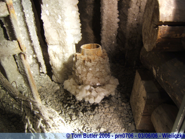 Photo ID: pm0706, Salt crystals form on abandoned mining tools, Wieliczka, Poland